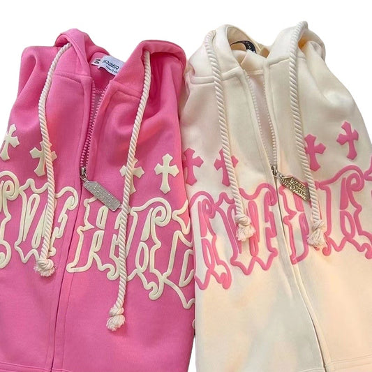 CROSSED ZIP HOODIE